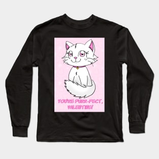 Cute Cartoon Cat Valentine's Day Card Long Sleeve T-Shirt